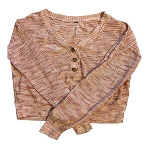 Free People Pink Multi Oversized Knit‎ Henley